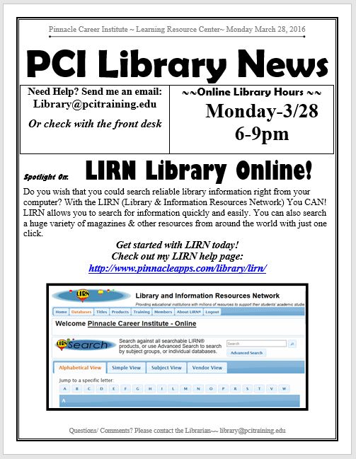 PCI-Newsletter 28 March-2016